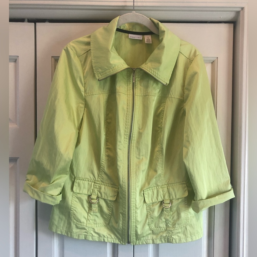 Chico’s Zenergy lime neon green soft fashionable outdoor jacket, 1
